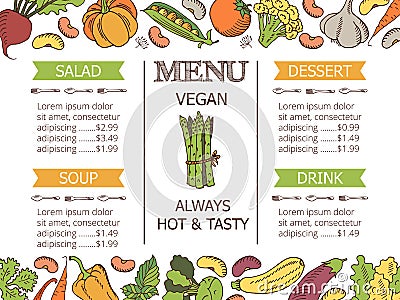 Vintage vegetarian menu Vector Illustration