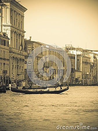 Vintage Venice, Grand canal, Italy Stock Photo