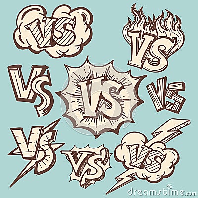 Vintage versus confrontation signs collection Vector Illustration