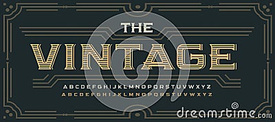 Vintage victorian style letters, classic serif font. Decorative elegant alphabet for rustic logo, old western lettering Vector Illustration