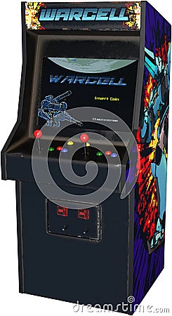 Vintage Video Arcade Game Isolated, Retro Stock Photo