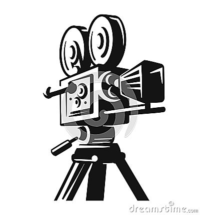 Vintage Video Camera Logo for movie or cinema project Vector Illustration