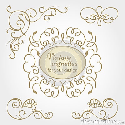 Vintage vignettes and frames Vector Illustration