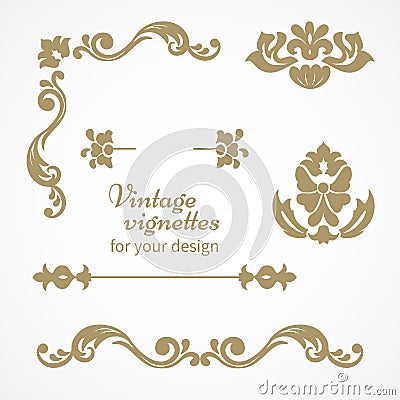 Vintage vignettes and frames Vector Illustration