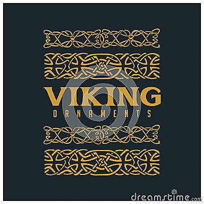 Vintage viking line art ornament Vector Illustration