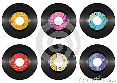 Vintage vinyl record set isolated Vector Illustration