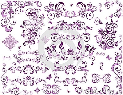 Vintage violet elements Vector Illustration