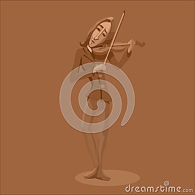 Vintage violinist playing. Vector Illustration