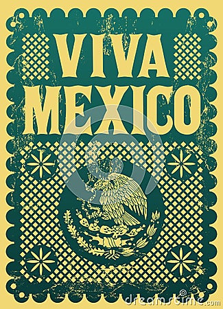 Vintage Viva Mexico - mexican holiday Vector Illustration