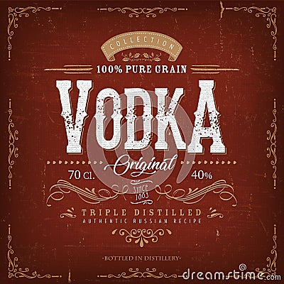 Vintage Vodka Label For Bottle Vector Illustration