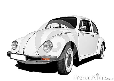 White Volkswagen Beetle Stock Photo