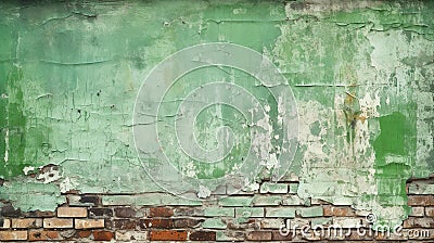 Vintage wall texture background, damaged green plaster and paint Stock Photo