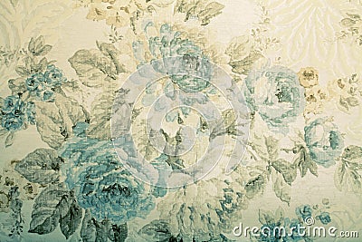 Vintage wallpaper with blue floral victorian pattern Stock Photo