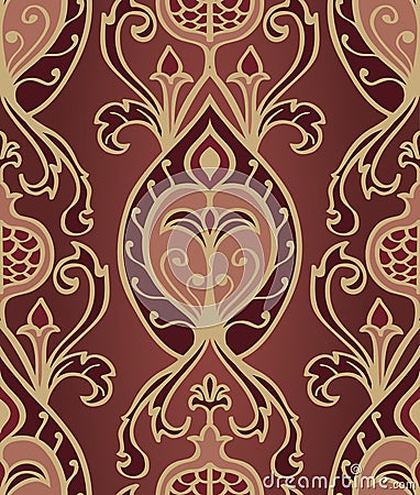 Vintage wallpaper with pomegranates. Vector Illustration