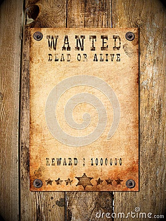 Vintage wanted poster Stock Photo