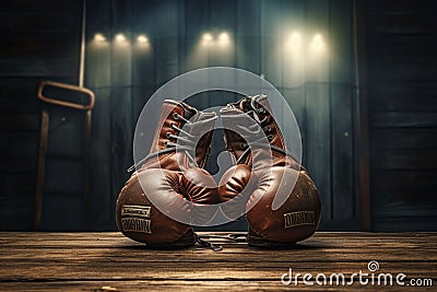 Vintage Warriors Oldfashioned leather boxing Stock Photo