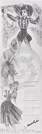Drawing by Desha for Lord and Taylor. Editorial Stock Photo