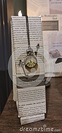 A vintage watch with bronze chain Stock Photo