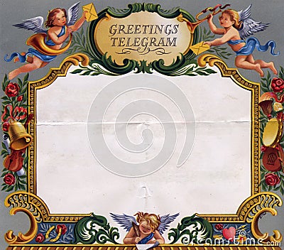Vintage wedding telegram frame Stock Photo