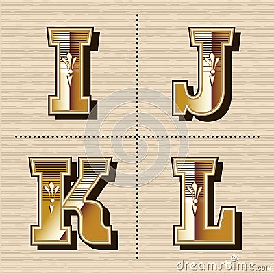 Vintage western alphabet letters font design vector illustration Vector Illustration