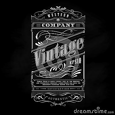 Vintage western hand drawn frame label blackboard typography Vector Illustration