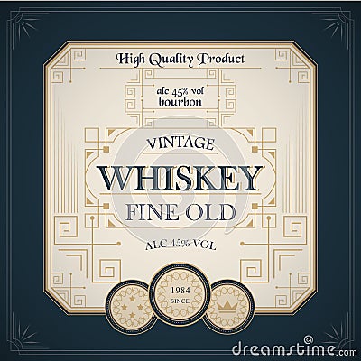 Vintage western whiskey label package Vector Illustration