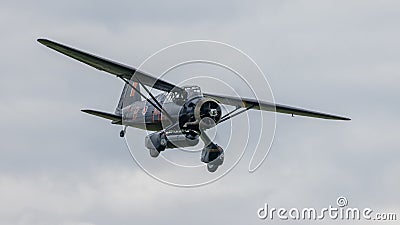 A vintage Westland Lysander recce aircraft in flight Editorial Stock Photo