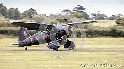 A vintage Westland Lysander recce aircraft in flight Editorial Stock Photo