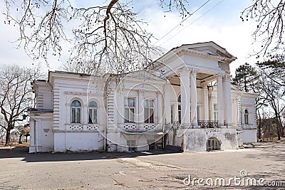 Vintage white Ashkenazi dacha in Odessa, Ukraine Editorial Stock Photo