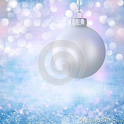 Vintage White Christmas Ball Ornament Over Grunge Stock Photo