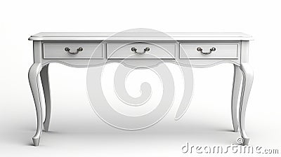 Vintage White Console Table - High Resolution Isolated Background Stock Photo