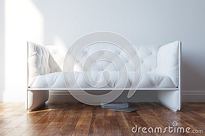 Vintage White Design Couch In Minimalist Interior Stock Photo