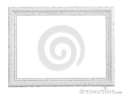 Vintage white frame isolated on white background with path Stock Photo