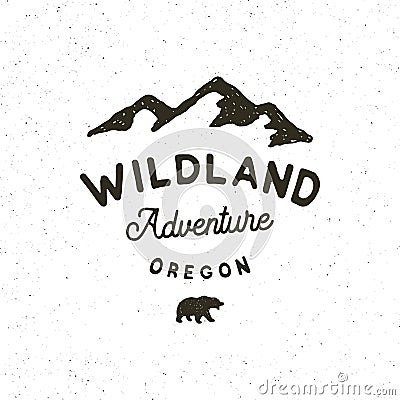 Vintage wilderness logo. hand drawn retro styled outdoor adventure emblem. vector illustration Vector Illustration