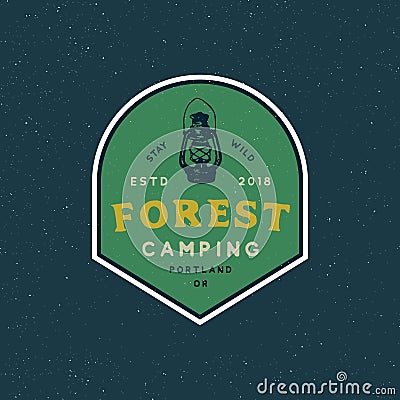 Vintage wilderness logo. hand drawn retro styled outdoor adventure emblem. vector illustration Vector Illustration