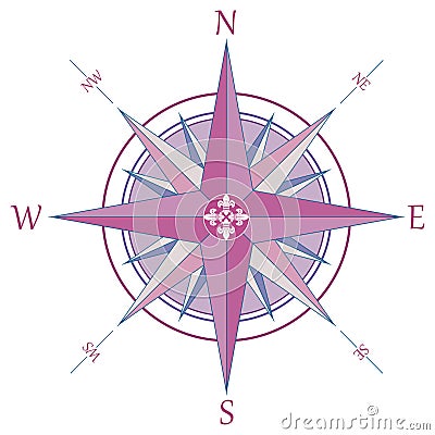 Vintage wind rose compass Cartoon Illustration