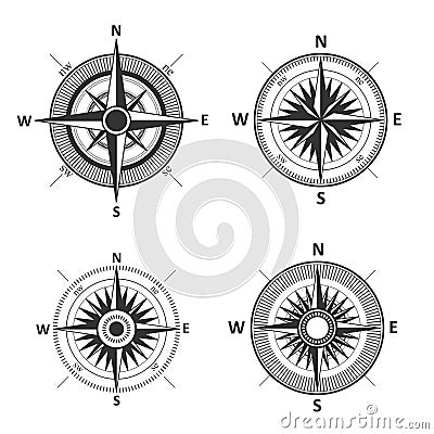 Vintage wind rose isolated vector illustration Vector Illustration