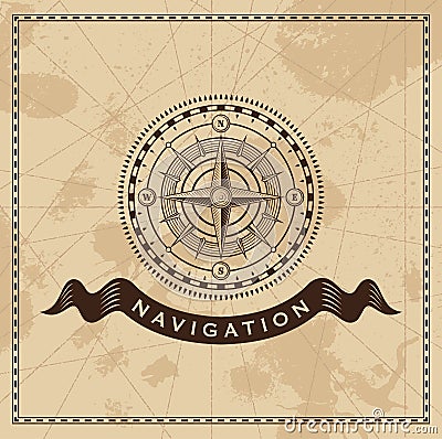 Vintage Wind Rose Nautical Compass Vector Illustration