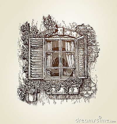 Vintage window sketch. Vector illustration Vector Illustration