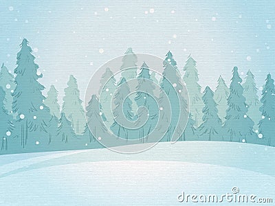 Vintage winter forest landscape. horizontal background Vector Illustration