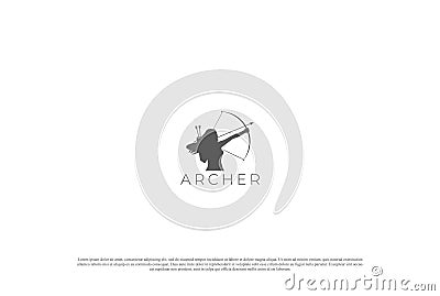 Vintage Woman Archer for Archery Sport Club Logo Design Vector Vector Illustration
