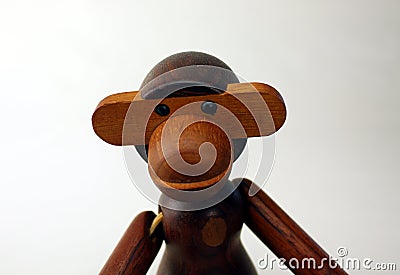 Vintage wood monkey figurine by Kay Bojesen Editorial Stock Photo