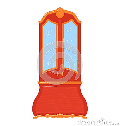 Vintage wooden armoire furniture with mirrors. Classic cabinet design for bedroom or living room vector illustration Vector Illustration