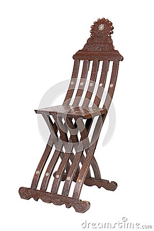 Vintage wooden folding chair Stock Photo
