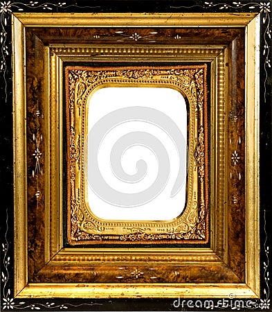 Vintage wooden Frame with ornate insert Stock Photo