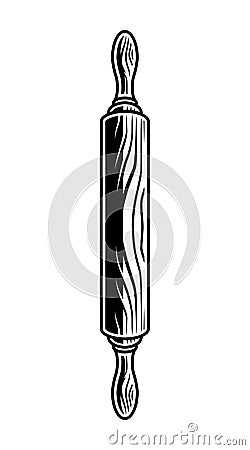 Vintage wooden rolling pin template Vector Illustration