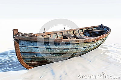 Vintage wooden rowboat exudes coastal charm, evoking nautical allure Stock Photo