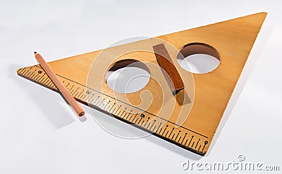 Vintage wooden set square or right angle Stock Photo