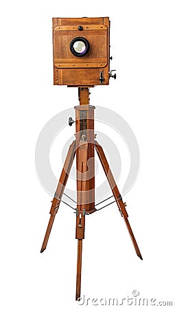 Vintage wooden view camera Stock Photo
