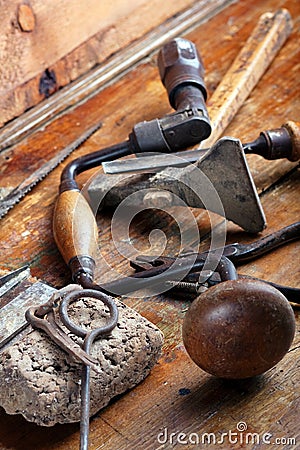 Vintage woodworking tools Stock Photo